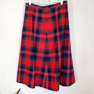 Vintage Pendleton Skirt Women's size 14 Red Blue Green Tartan Plaid Wool Lined